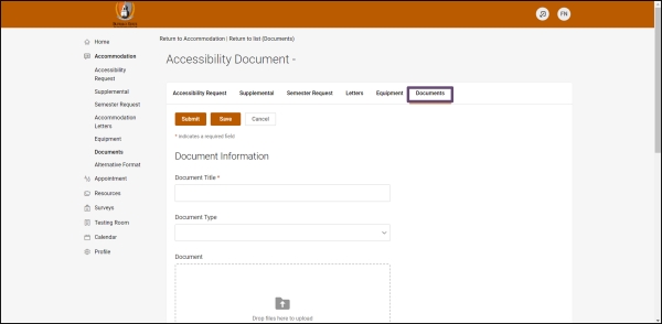 Step 4, Select the document tab to fill out Document Information