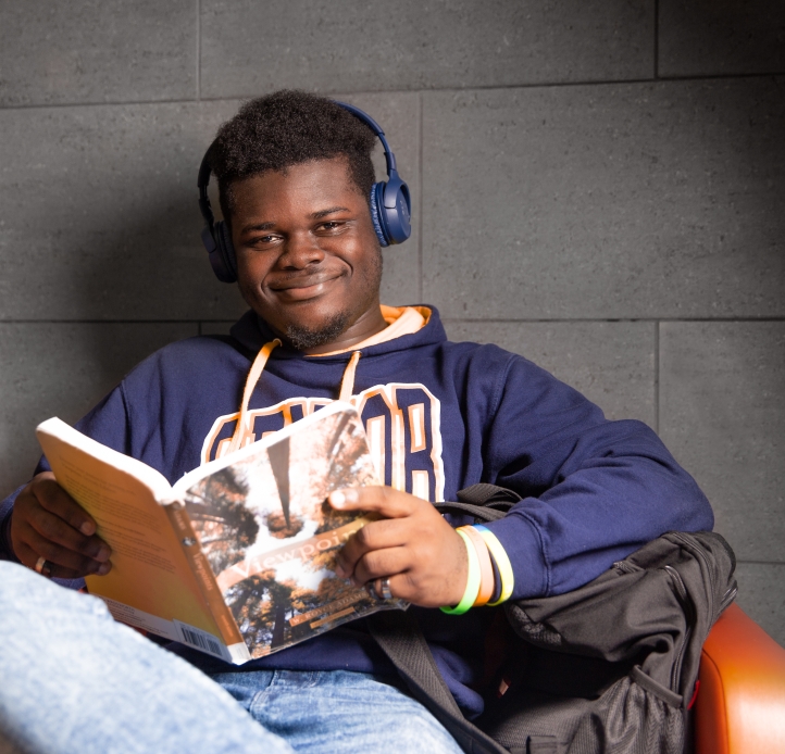 Student reading and studying