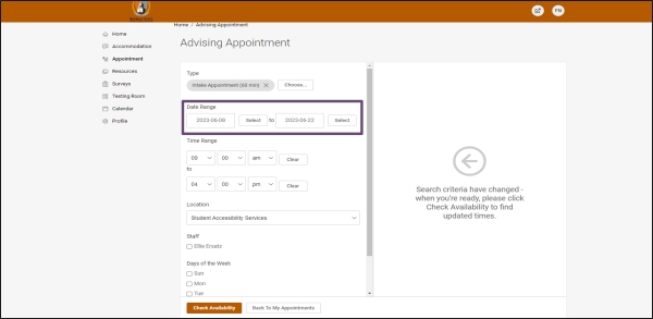 Step 5, setting the date range