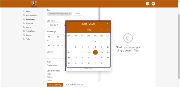 Step 5, using popup calendar to set dates