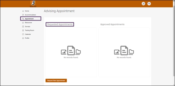 Step 3, selecting Request new Appointment button